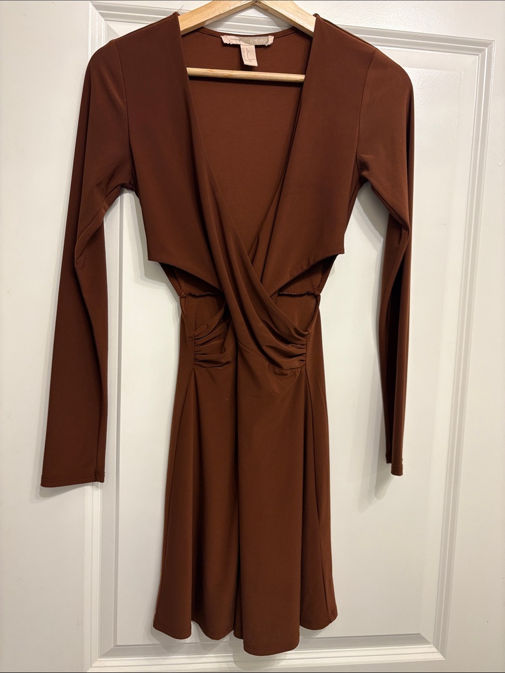 Forever 21 Deep Rust Brown Long Sleeve Wrap Dress